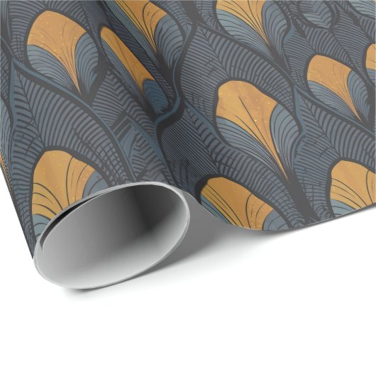 Indigo Feather Wrapping Paper Geschenkpapier (Rolleneckpunkt)