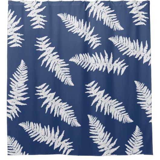 Indigo Fern Botanical Pattern Duschvorhang (Vorderseite)