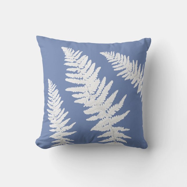 Indigo Fern Botanischer Tosskissen Kissen (Vorderseite)