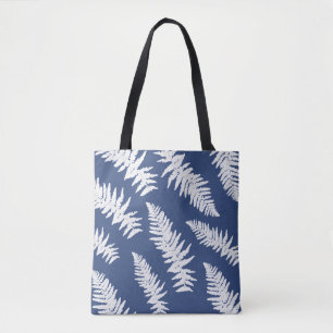 Indigo Fern Print Blue Tote Bag Tasche