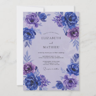 Indigo Flieder Ranunculus Eukalyptus Hochzeit Einladung