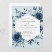 Indigo Floral Ethereal Wedding Einladung (Vorne/Hinten)