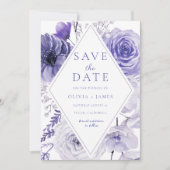 Indigo Floral Frame Wedding Save The Date (Vorderseite)
