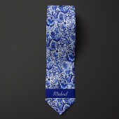 Indigo Floral Monogram Krawatte