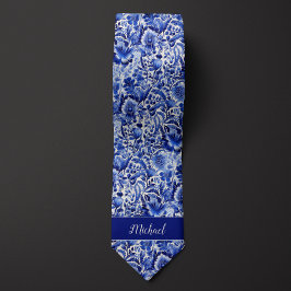 Indigo Floral Monogram Krawatte