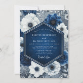 Indigo Floral Opulent Wedding Einladung (Vorderseite)