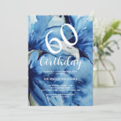 Indigo Floral Watercolor Art Calligraphy Einladung (Stehend Vorderseite)