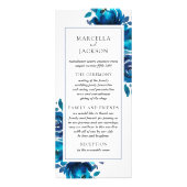 Indigo Floral Wedding Program Card Werbekarte (Vorne)