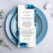 Indigo Floral Wedding Program Card Werbekarte
