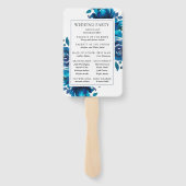 Indigo Floral Wedding Program Fan Fächer (Rückseite)