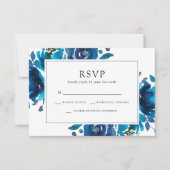 Indigo Floral Wedding RSVP Karte (Vorderseite)