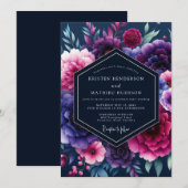 Indigo Fuchsia Nocturne Hochzeit Einladung (Vorne/Hinten)