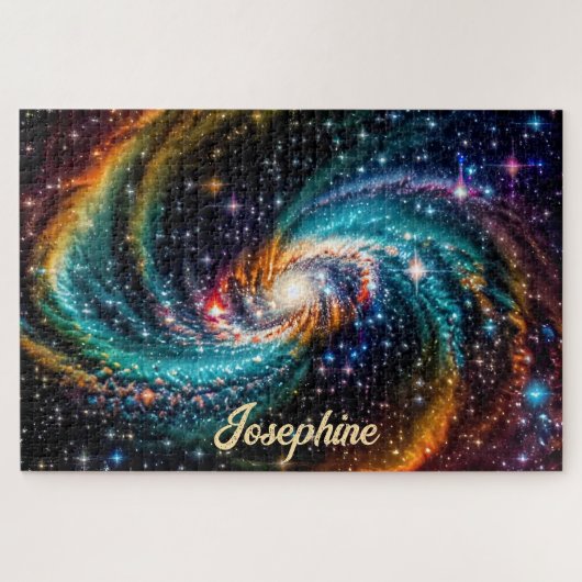 Indigo Galactic Spiral in Deep Outer Space Name Puzzle (Horizontal)
