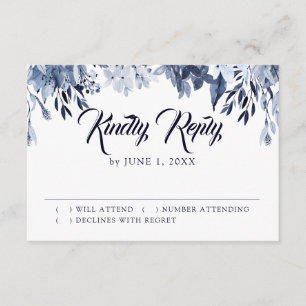 Indigo Garden Floral Wedding RSVP Response Card