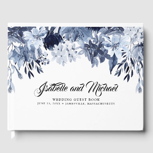 Indigo Garden Modern Floral Wedding Gästebuch (Vorderseite)