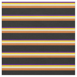 Indigo, Gelb, Blassgoldene, Schokolade und Schwarz Stoff