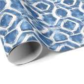 Indigo Geometric Tile Wrapping Paper Geschenkpapier (Rolleneckpunkt)