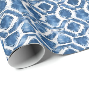 Indigo-Geometrie-Fliesen-Geschenkpapier Geschenkpapier