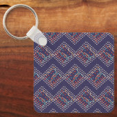 Indigo gestickte Diamanten Schlüsselanhänger (Vorderseite)