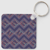 Indigo gestickte Diamanten Schlüsselanhänger (Rückseite)