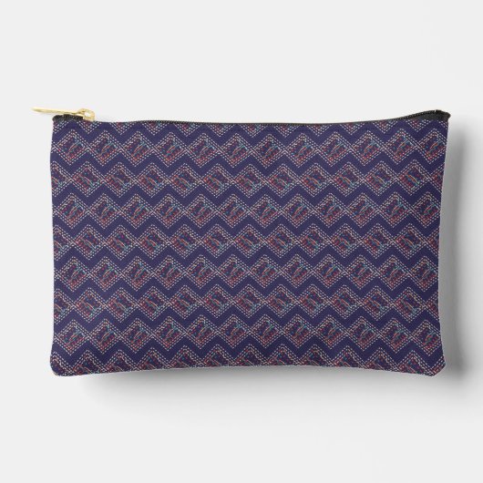 Indigo gestickte Diamanten Zubehörtasche (Vorderseite)