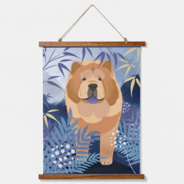 INDIGO glatter Chow hängende Tapisserie Wandteppich Mit Holzrahmen