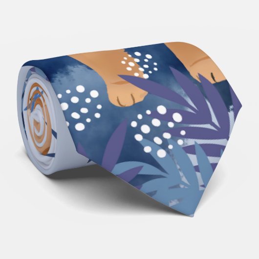 INDIGO glatter Chow Neck Tie Krawatte (Gerollt)