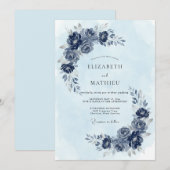Indigo Gletscher-Winterhochzeit Einladung (Vorne/Hinten)