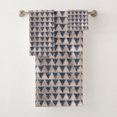 Indigo Glitzer Silver Gray Metallic Design Badhandtuch Set (Insitu)