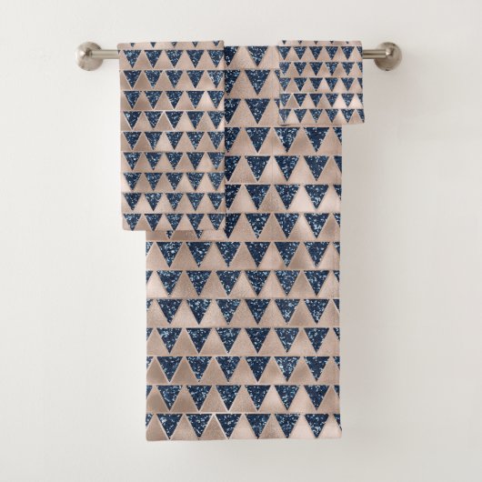 Indigo Glitzer Silver Gray Metallic Design Badhandtuch Set (Insitu)