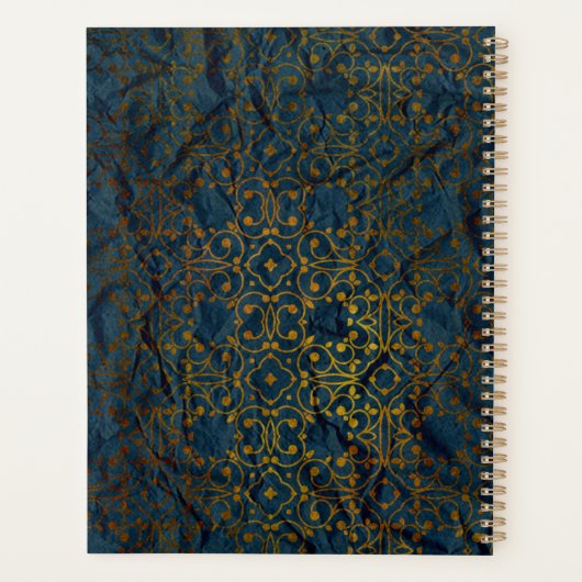 Indigo Gold Classic Elegante Damaskus Jahr Planer (Rückseite)