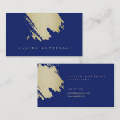 Indigo-Goldbrushstrokes-Chic-Visitenkarte Visitenkarte (Vorne/Hinten)