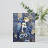 Indigo Golden Parakeets Postkarte (Stehend Vorderseite)