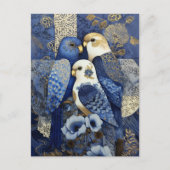 Indigo Golden Parakeets Postkarte (Vorderseite)