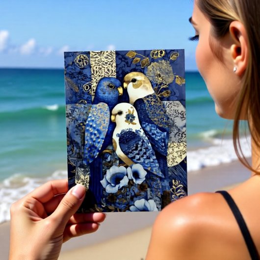 Indigo Golden Parakeets Postkarte