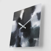 Indigo Grau Schwarz Moderne Abstrakte Pinselstrich Quadratische Wanduhr (Winkel)