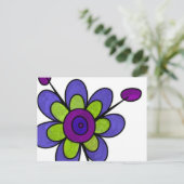 Indigo & Green Fun Blume Postkarte (Stehend Vorderseite)