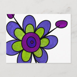 Indigo & Green Fun Blume Postkarte