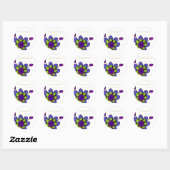 Indigo & Green Fun Blume Runder Aufkleber (Blatt)