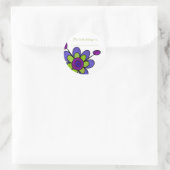 Indigo & Green Fun Blume Runder Aufkleber (Tasche)