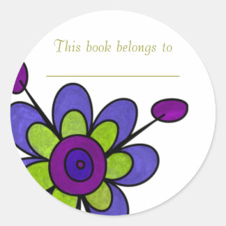 Indigo & Green Fun Blume Runder Aufkleber