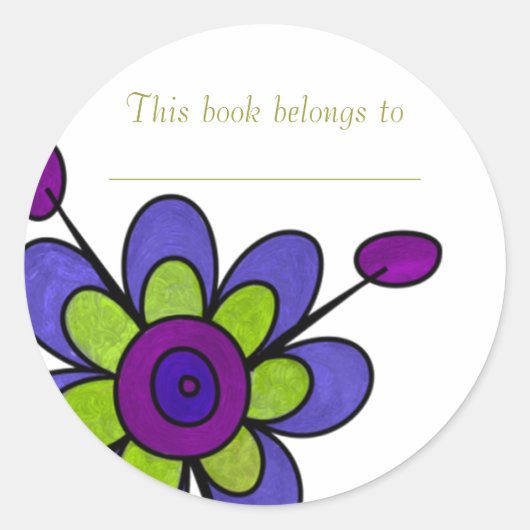 Indigo & Green Fun Blume Runder Aufkleber (Vorderseite)
