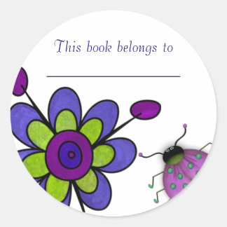Indigo & Green Fun Blume Runder Aufkleber