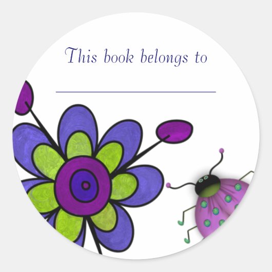 Indigo & Green Fun Blume Runder Aufkleber (Vorderseite)