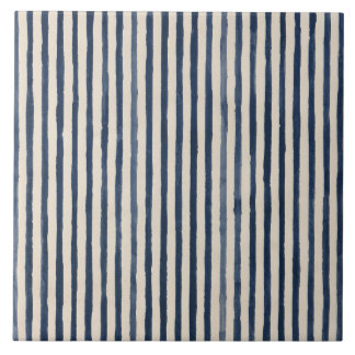 Indigo Handbemaltes Cottage-Streifenmuster Fliese