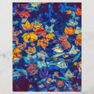 Indigo-Herbstlaub wirbeln Muster Scrapbook-Papier