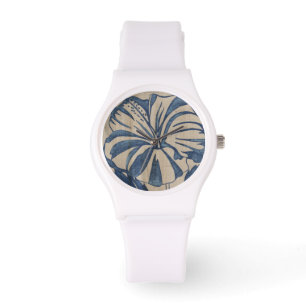 Indigo-Hibiskus Armbanduhr