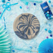 Indigo Hibiskus Pappteller (Party)