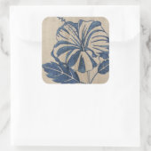 Indigo Hibiskus Quadratischer Aufkleber (Tasche)