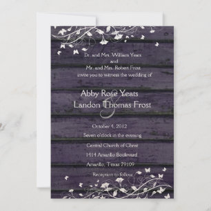Indigo-Holz-Hochzeitseinladung Einladung